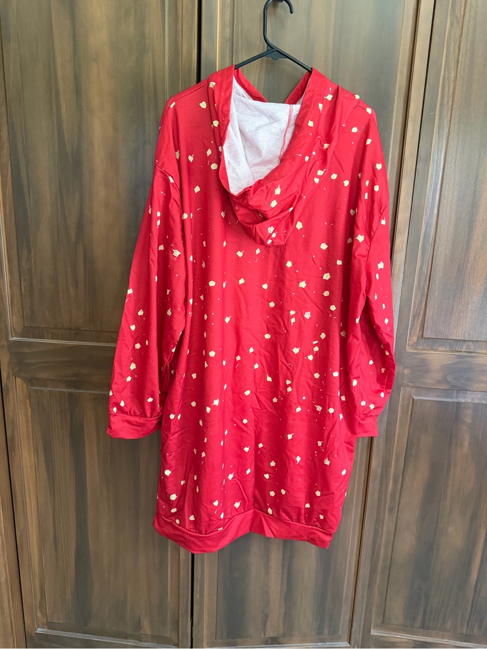 Women's Red Long-Sleeve Holiday Hoodie Dress - Merry Christmas Reindeer - Picture 3 of 7